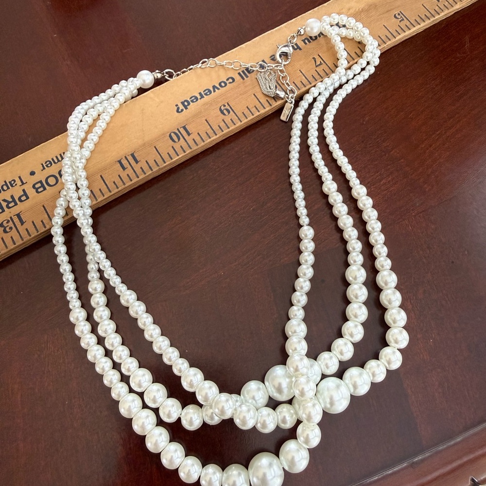 3 Layered Faux Pearl Necklace